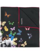 Valentino Butterfly-print Silk Scarf - Black