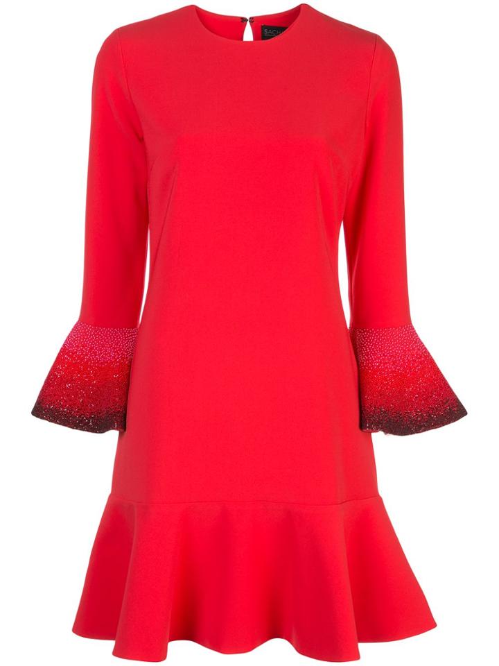 Sachin & Babi Embellished Cuff Dress - Red