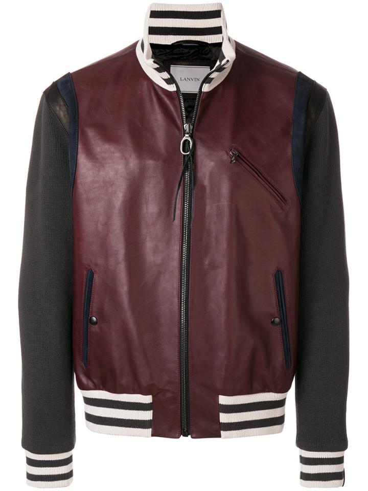 Lanvin Zipped College Bomber Jacket - Red