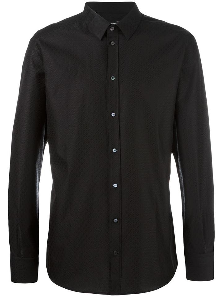 Dolce & Gabbana Diamond Patterned Shirt, Men's, Size: 42, Black, Cotton