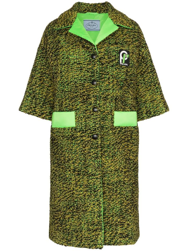 Prada Prada Coat Ss Tweed Logo - Black