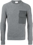 Dondup Chest Pocket Ribbed Jumper, Men's, Size: Large, Grey, Wool/polyamide