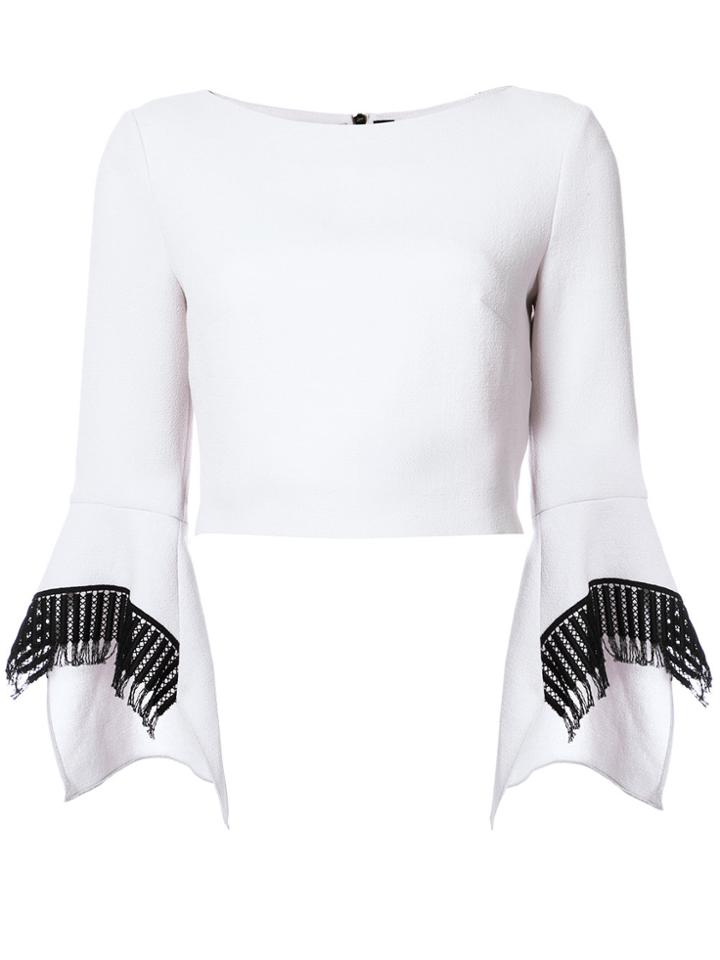 Roland Mouret Contrast Cuffs Cropped Blouse - Grey