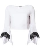 Roland Mouret Contrast Cuffs Cropped Blouse - Grey