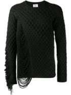 Miharayasuhiro Frayed Textured Knit Jumper, Men's, Size: 46, Black, Acrylic/wool