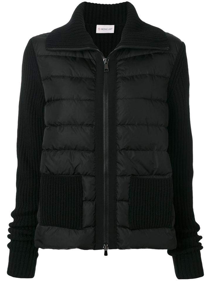 Moncler Puffer Front Knitted Jacket - Black