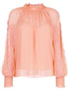 See By Chloé Floral Lace Trim Blouse - Yellow & Orange