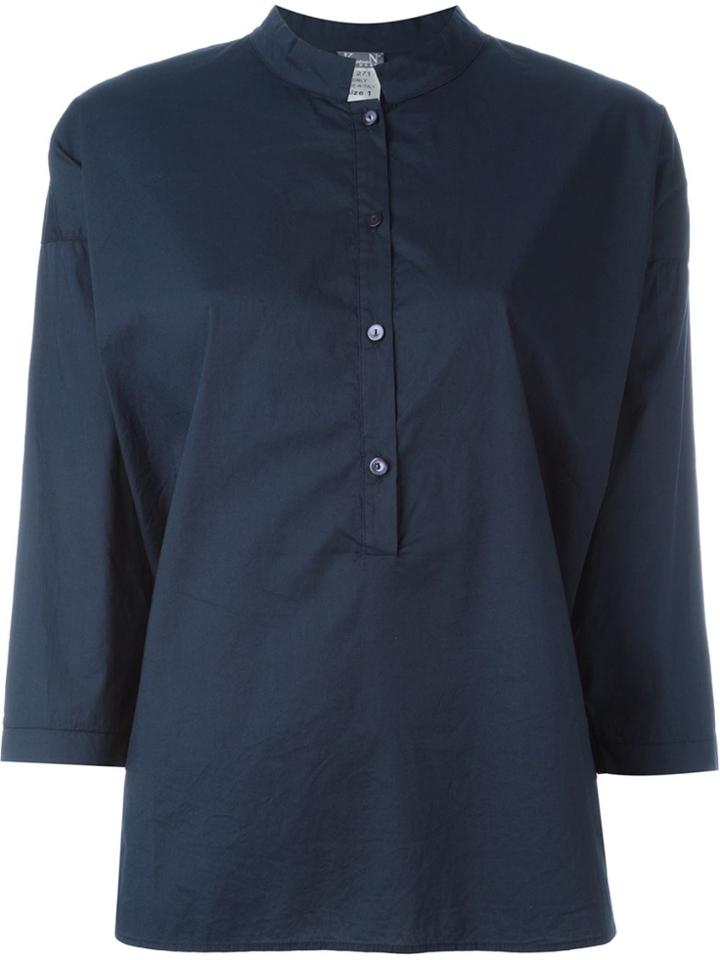Kristensen Du Nord Mandarin Neck Button Blouse - Blue
