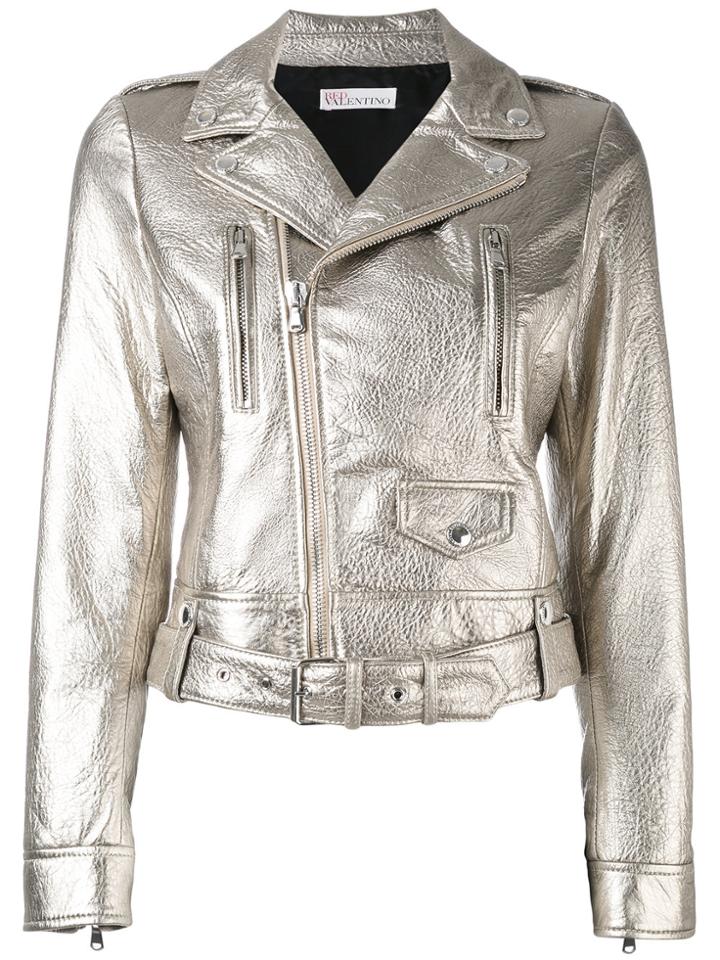 Red Valentino Metallic Biker Jacket - Grey