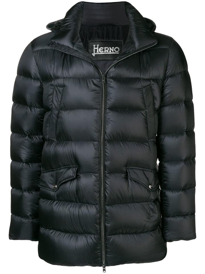Herno Padded Hooded Coat - Black
