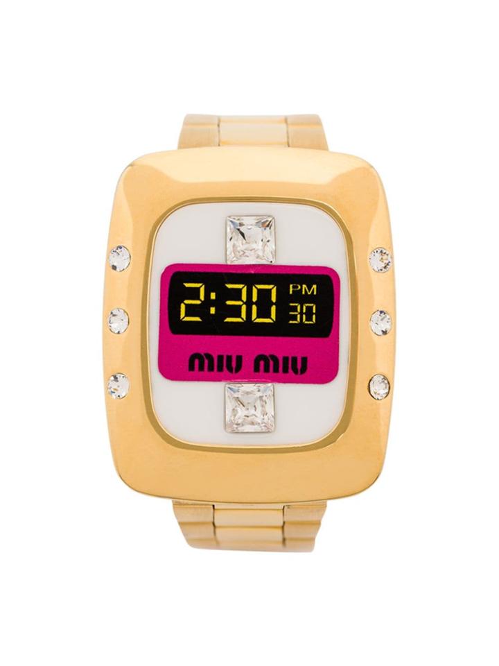 Miu Miu Watch With Crystals - Gold