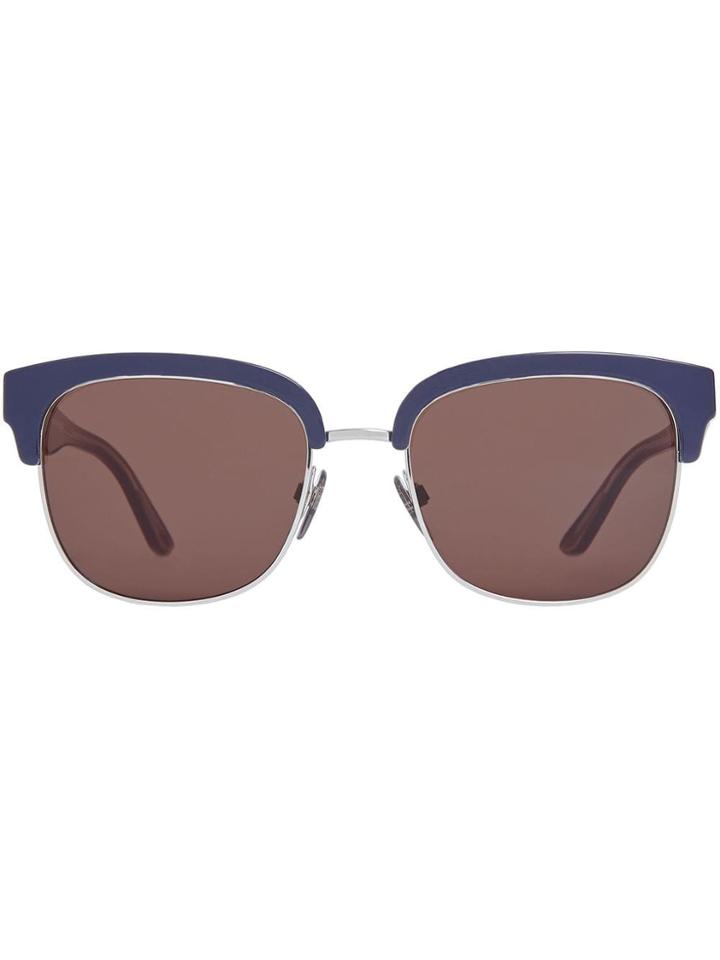 Burberry Check Detail D-frame Sunglasses - Blue