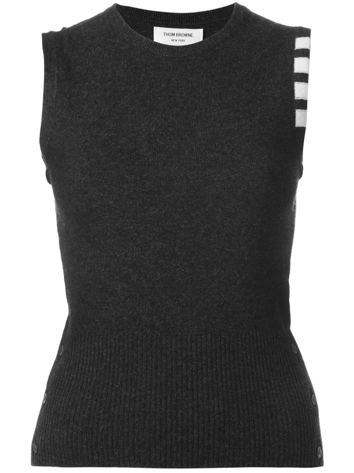 Thom Browne 4-bar Stripe Cashmere Top - Grey