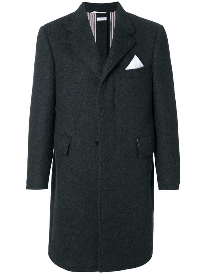 Thom Browne Button-back Solid Military Cashmere Chesterfield Overcoat