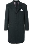 Thom Browne Button-back Solid Military Cashmere Chesterfield Overcoat