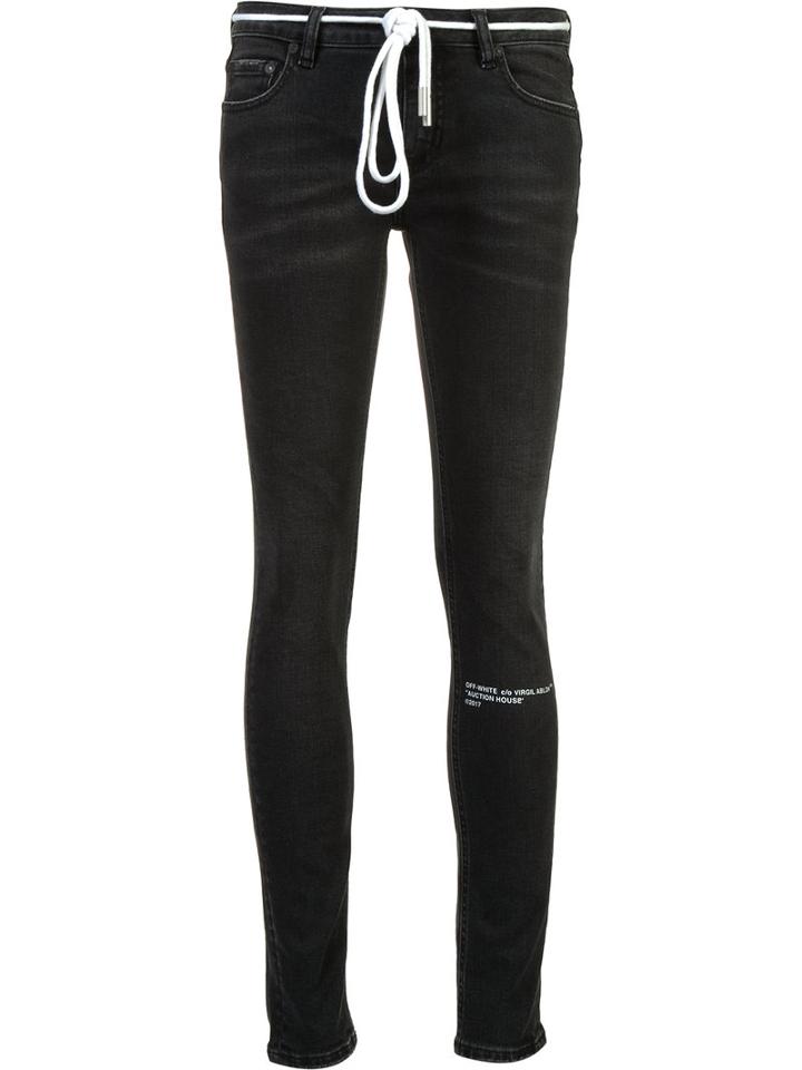 Off-white Auction House Stripe Print Jeans, Women's, Size: 29, Black, Cotton/spandex/elastane