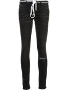 Off-white Auction House Stripe Print Jeans, Women's, Size: 29, Black, Cotton/spandex/elastane