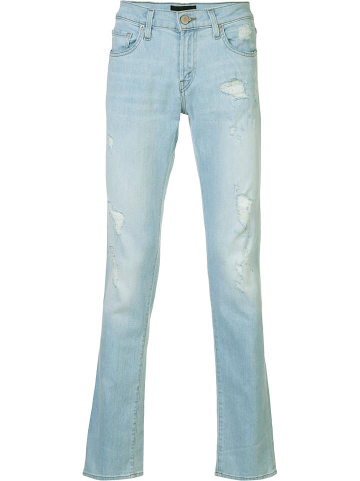J Brand Ripped Skinny Jeans - Blue