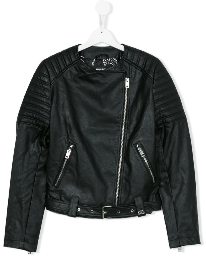 Diesel Kids - Biker Jacket - Kids - Polyester/polyurethane/viscose - 16 Yrs, Black