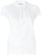 Moncler Layered Polo Top, Women's, Size: Large, White, Cotton/polyamide