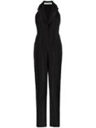 Off-white Logo Print Plunging V-neck Jumpsuit - Black