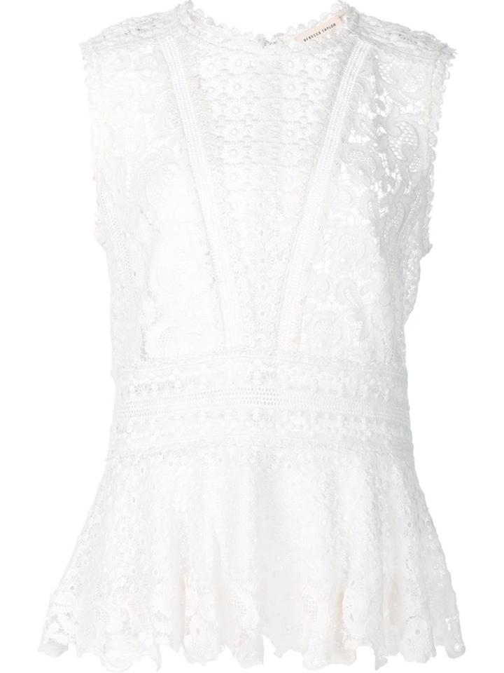 Rebecca Taylor Floral Lace Top, Women's, Size: 4, White, Cotton