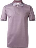 Brioni Panelled Collar Zip Polo Shirt, Men's, Size: Xxxl, Pink/purple, Cotton