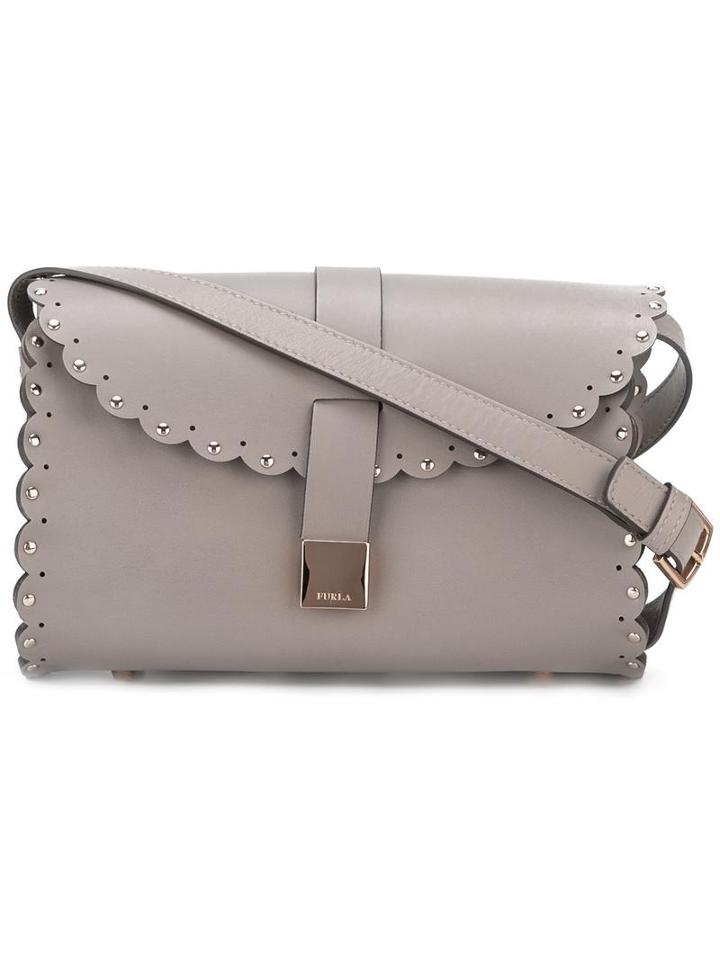 Furla Fold-over Tubular Crossbody Bag, Women's, Grey, Calf Leather