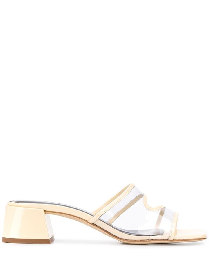 By Far Transparent Panel Block Heel Sandals - Neutrals