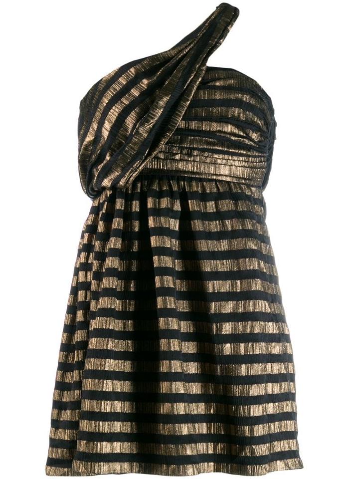 Saint Laurent Lamé Stripe Dress - Gold