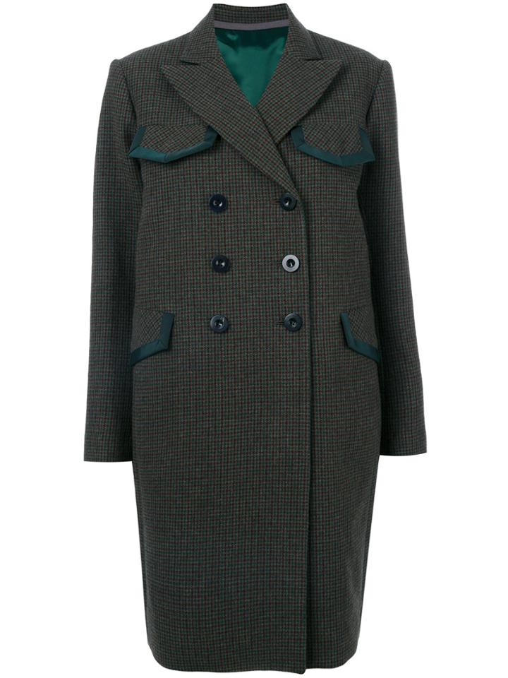 Sacai Double Layer Tweed Coat - Green