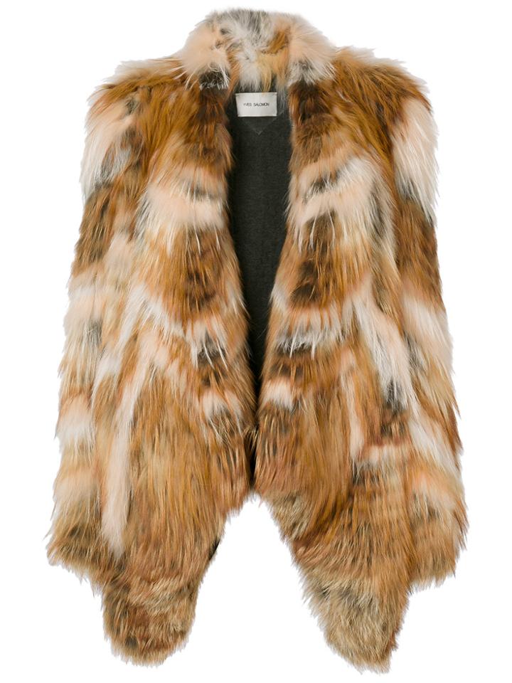 Yves Salomon Fox And Marmot Fur Coat - Brown