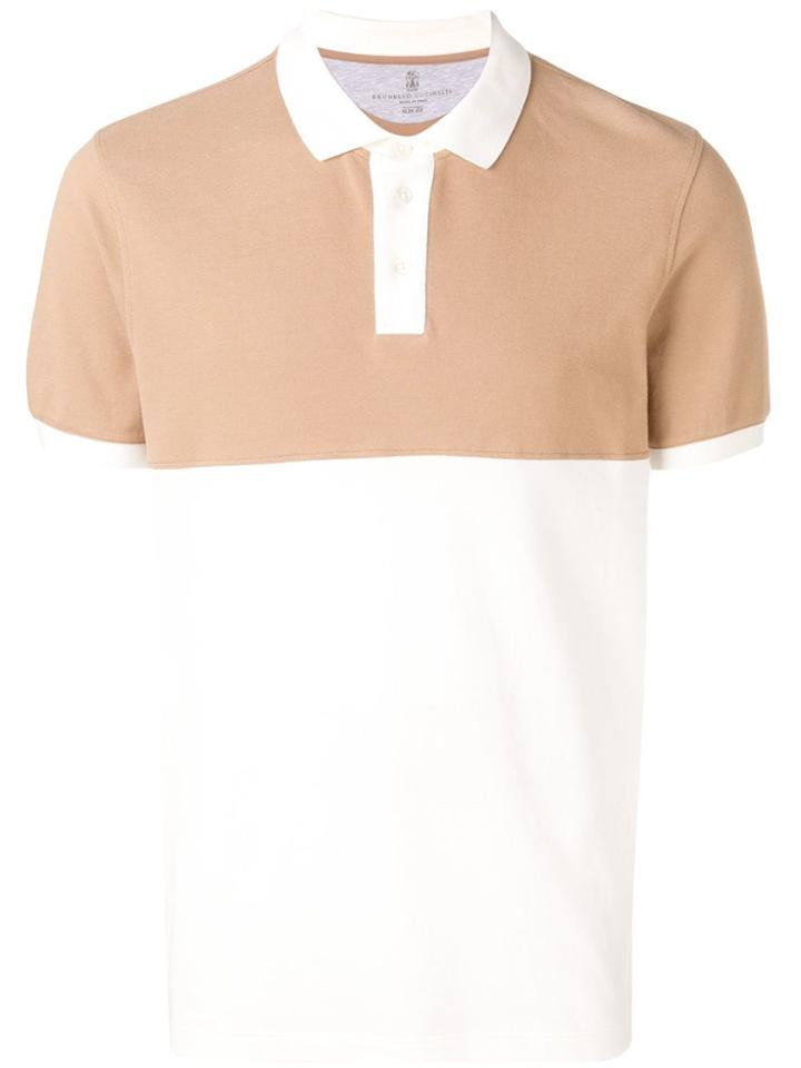 Brunello Cucinelli Contrast Panels Polo Shirt - White