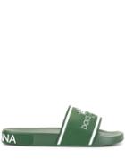 Dolce & Gabbana Logo Embossed Slides - Green