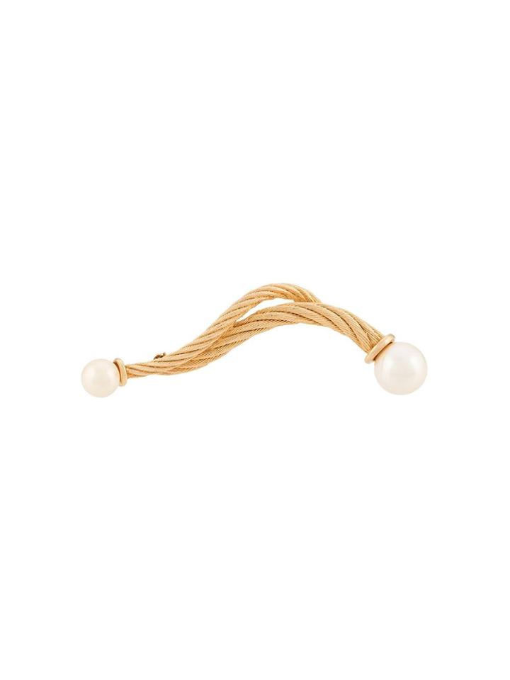 Christian Dior Pre-owned Pearl Detail Brooch - Gold