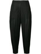 Pleats Please By Issey Miyake Cropped Plissé Trousers - Black