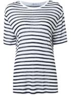T By Alexander Wang Striped T-shirt, Women's, Size: Small, White, Linen/flax/rayon