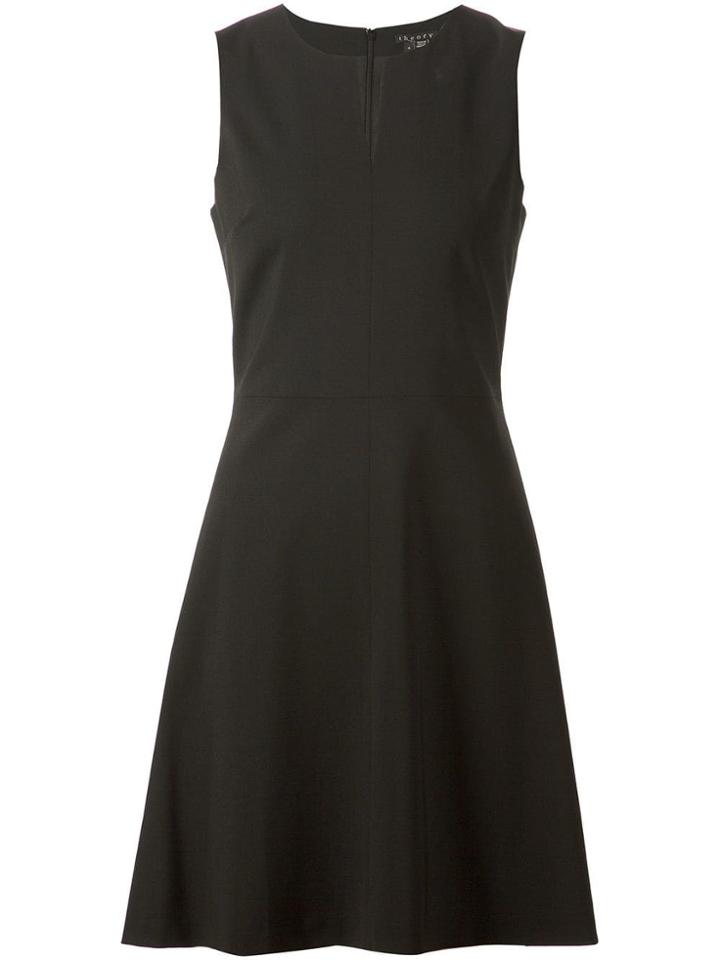 Theory Split Neck A-line Dress - Black
