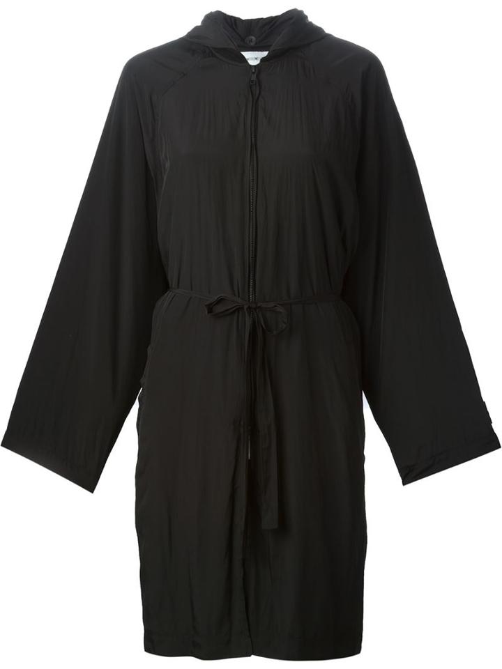Ann Demeulemeester Blanche Hooded Waist Tie Coat