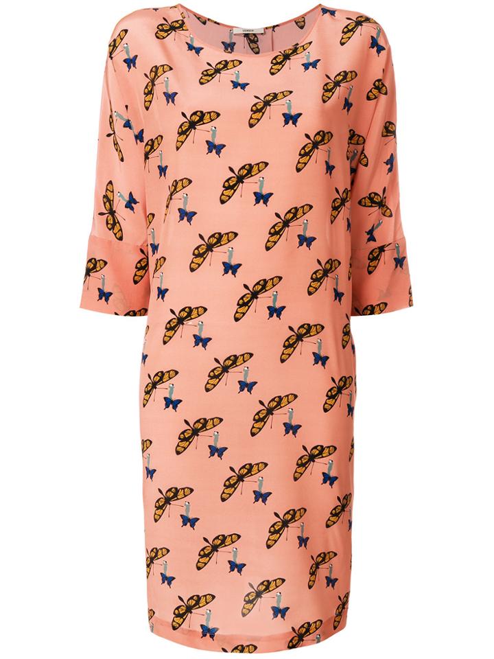 Odeeh Butterfly Print Dress - Pink & Purple