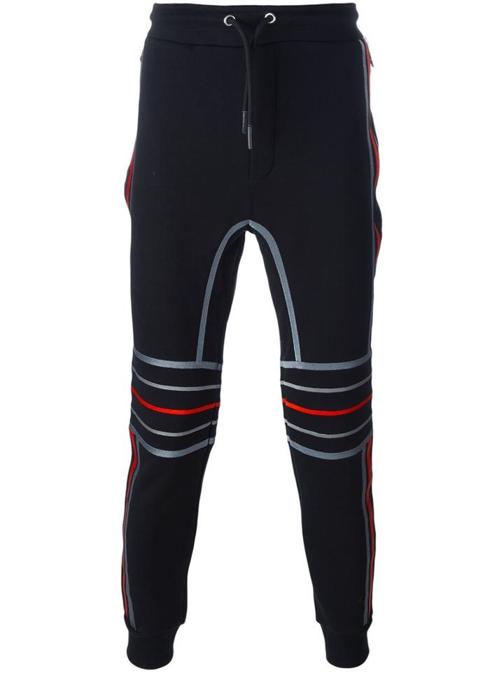 Les Hommes Urban Embossed Knee Track Pants, Men's, Size: Medium, Black, Cotton