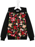 Dolce & Gabbana Kids Floral Print Hoodie, Girl's, Size: 10 Yrs, Black