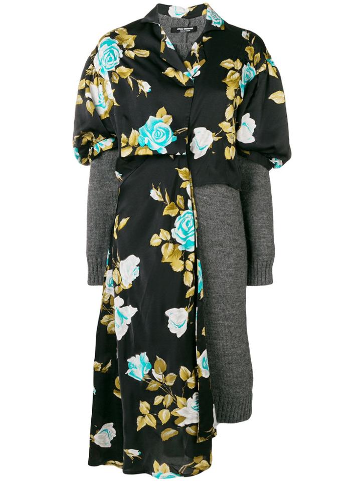 Junya Watanabe Floral Jersey Jumper Dress - Black