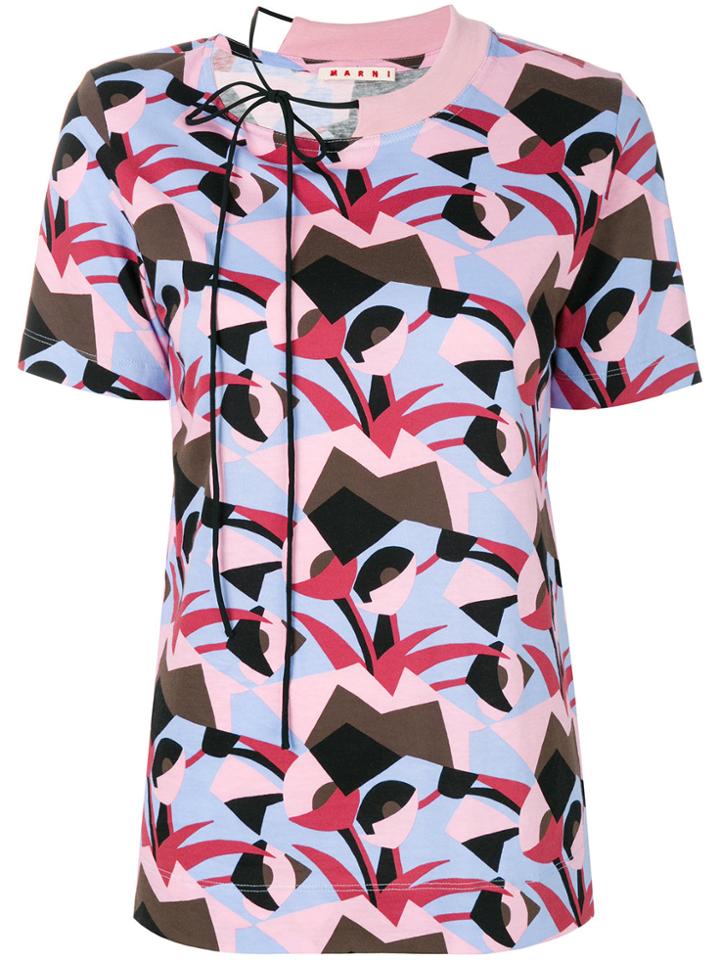 Marni Abstract Print T-shirt - Pink & Purple