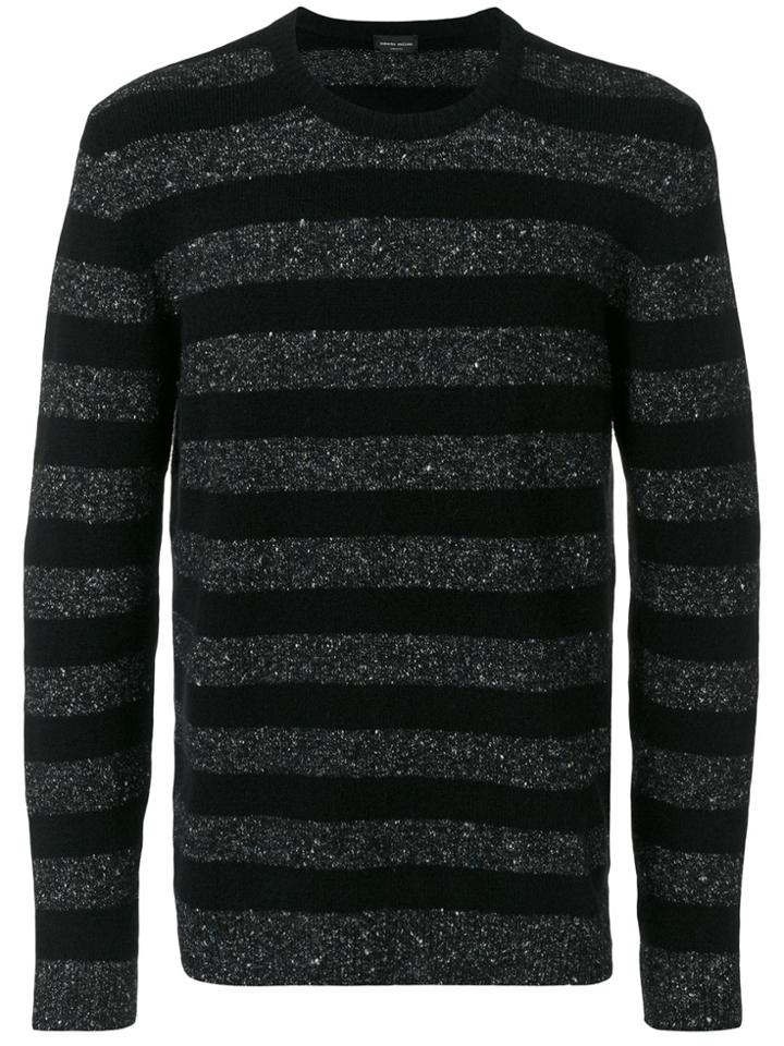 Roberto Collina Crew Neck Striped Jumper - Black