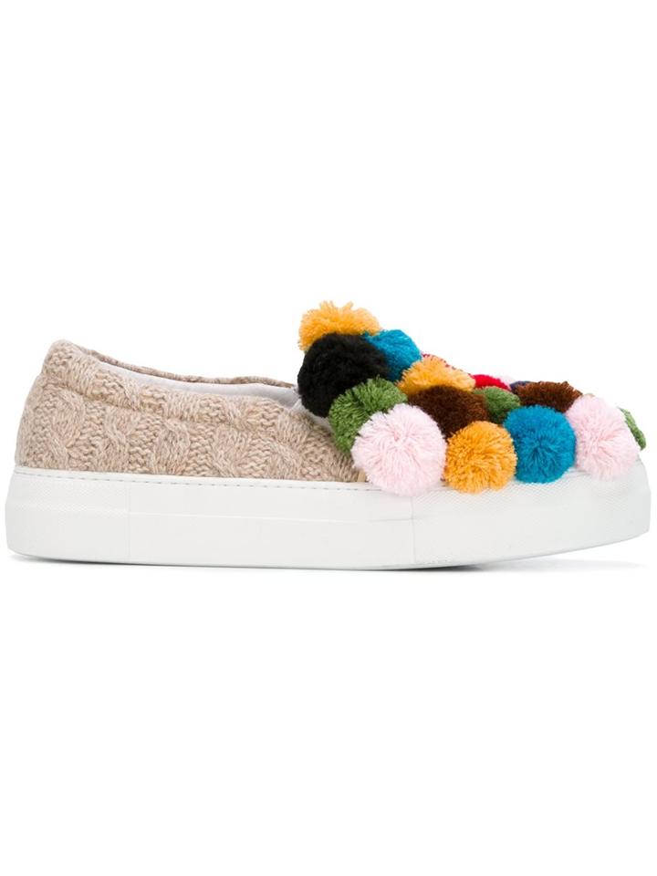 Joshua Sanders Pompom Slip-on Sneakers