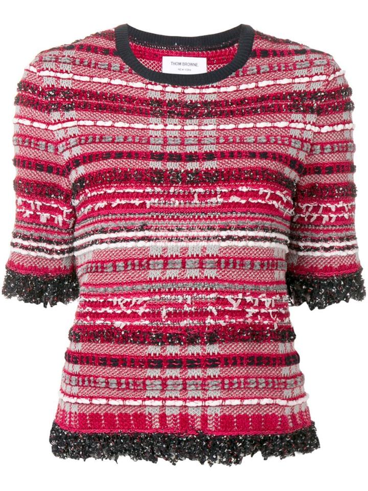 Thom Browne Rwb Knit Tweed Tee - Red
