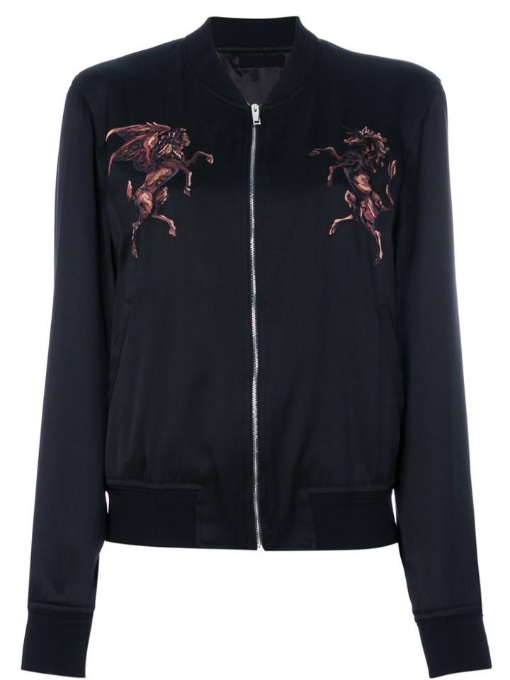 Alexander Mcqueen - Embroidered Bomber Jacket - Men - Silk/viscose - 48, Black, Silk/viscose