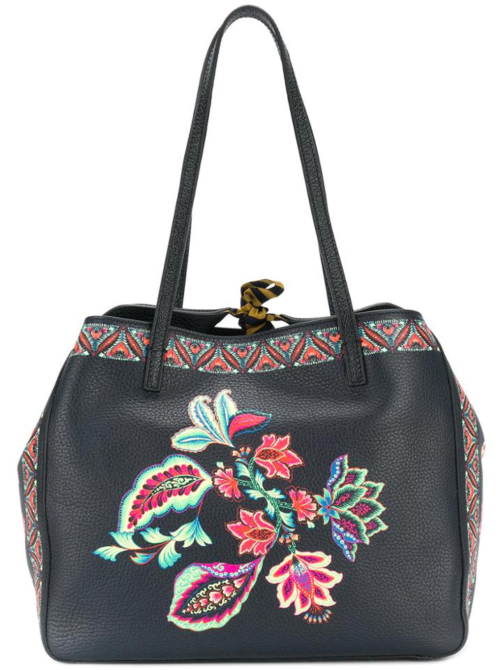 Etro Floral Print Tote - Black