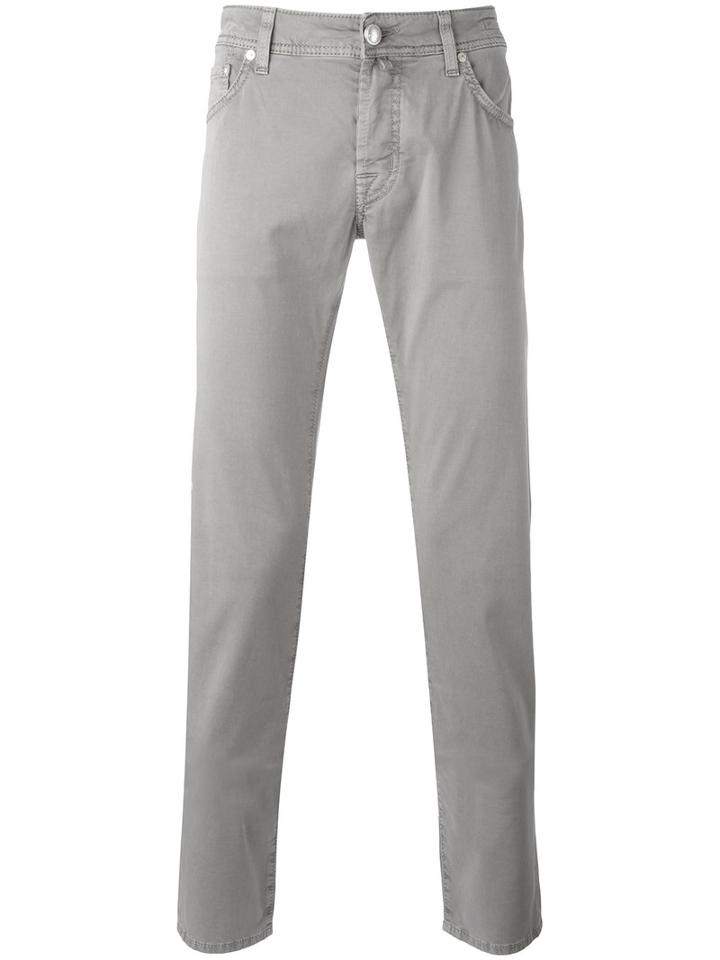 Jacob Cohen Plain Chinos, Men's, Size: 33, Grey, Cotton/spandex/elastane